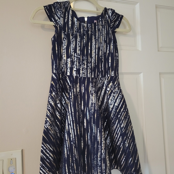 Zoe Ltd Navy and Silver Formal Kids Dress - Picture 1 of 4